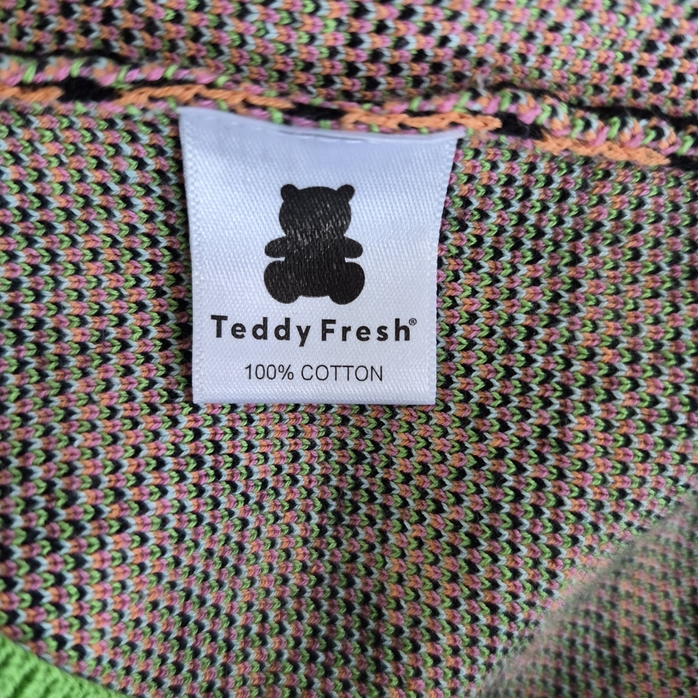 Teddy Fresh Houndstooth Colorblock Cardigan S 100% Cotton Neon Graphic Unisex - Picture 8 of 9